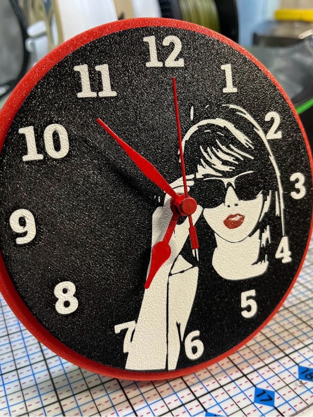 Taylor Swift Black and Red Retro Pop Clock